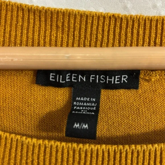 Eileen Fisher Yellow Short Sleeve Linen Boxy Tee Sz medium - Picture 2 of 8